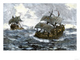 Retreat of the Spanish Armada from England in Stormy Seas, c.1588 Giclee Print