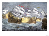 Seizure of Spanish Treasure Ships by the English Fleet of Sir Francis Drake Giclee Print