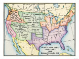 Map of Slave and Free Areas of the United States in 1854, at the Time of the Kansas-Nebraska Bill Giclée-Druck