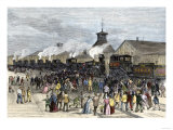 Great Railroad Strike Workers Blockade the Locomotive Engines at Martinsburg, West Virginia, 1877 Giclee Print