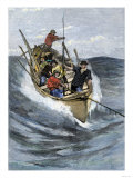 Nantucket Sleigh-Ride in Which a Longboat Is Pulled by a Harpoon Line Lodged in a Whale Giclee Print