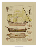 Antique Ship Plan II Poster