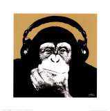 Apa med hörlurar (Headphone Monkey) Affischer av Steez