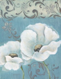 Poppies on Blue I Prints by Janet Tava