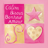 Calins, Bisous, Bonheur Print by Lynda Fays