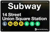 Subway Union Square Station Placa de lata