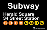 Subway Herald Square- 34 Street Station Tin Sign