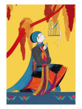 Bird and Kneeling Girl Poster