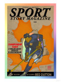 Hockey Player Skating Through Hole in Newspaper Headlines, c.1943 Posters