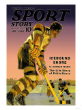 Player Approaches Defenseman and Goalie, c.1940 Affiches