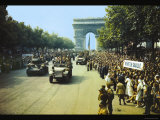 Crowds of French Patriots Line the Champ Elysess Posters by Jack Downey