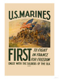 U.S. Marines, First to Fight in France for Freedom Pósters