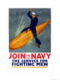Join the Navy, the Service for Fighting Men, c.1917 Poster av Richard Fayerweather Babcock Join the Navy, the Service for Fighting Men, c.1917 Poster av Richard Fayerweather Babcock