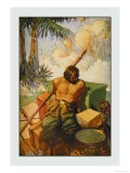 Robinson Crusoe: I Did My Utmost to Keep the Chests in Their Places Prints by Frank Goodwin