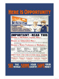 U.S. Navy: See the World, Serve your Country, Save your Money, c.1914 Posters