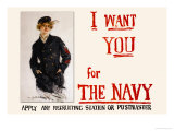 I Want You for the Navy, c.1917 Affiches van Howard Chandler Christy I Want You for the Navy, c.1917 Affiches van Howard Chandler Christy