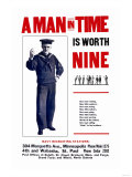 A Man in Time is Worth Nine, U.S. Navy, c.1917 Plakater