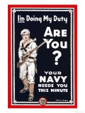 Your Navy Needs You, c.1914 Prints by Clinton Jordan