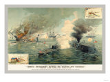 The First Encounter of Ironclads Monitor and Merrimac Posters
