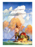 Robinson Crusoe's Raft Poster by Newell Convers Wyeth