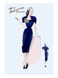 Royal Blue Dress with Corsage Prints
