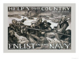 Help Your Country Stop This. Enlist in the Navy Print by Frank Brangwyn