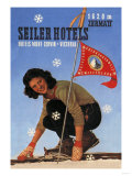 Seiler Hotel: Woman Adjusting Skis Print