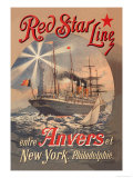 Red Star Cruise Line: Antwerp, New York, and Philadelphia Posters tekijänä C. Satzmann Red Star Cruise Line: Antwerp, New York, and Philadelphia Posters tekijänä C. Satzmann