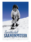 Sporthotel Saanenmoser: Little Girl Skiing Print by Armin Reiber