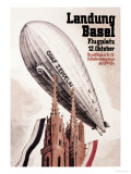 Graf Zeppelin Flies over the Cathedral in Basel Switzerland Plakaty autor Otto Jacob Plattner