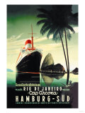 Hamburg to Rio de Janeiro on the Cap Arcona Steamship Affiches