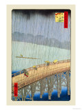 Great Bridge, Sudden Shower at Atake Poster by Ando Hiroshige