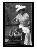 Mrs. Rhoades and Her Three Boston Terriers Print