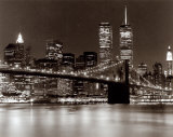 Over the Brooklyn Bridge at Night Print by Walter Gritsik Over the Brooklyn Bridge at Night Print by Walter Gritsik