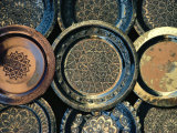 Close-up of Copper Trays for Sale, Morocco, Africa Photographic Print by Ken Gillham
