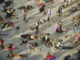 Buddhist Pilgrims Prostrating, Barkhor Jokhang Temple, Lhasa, Tibet, China Photographic Print by Gavin Hellier