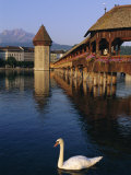 Kapellbrucke (Covered Wooden Bridge) Over the River Reuss, Lucerne (Luzern), Switzerland, Europe Photographic Print by Gavin Hellier