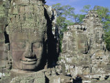 Myriad Stone Heads Typifying Cambodia, the Bayon Temple, Angkor, Siem Reap, Cambodia, Indochina Photographic Print by Gavin Hellier