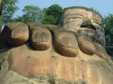 Head and Fingers of the Giant Buddha Statue of Lechan, South West China Photographic Print by Gavin Hellier