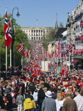 View to the Royal Palace, Norwegian National Day (17th May) Oslo, Norway, Scandinavia, Europe Photographic Print by Gavin Hellier