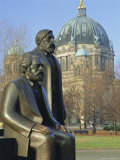 Statues of Marx and Engels and the Berlin Cathedral (Dom), Berlin, Germany, Europe Photographic Print by Gavin Hellier