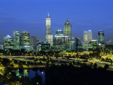 City Skyline and Swan River from Kings Park in the Evening, Perth, Western Australia, Australia Photographic Print by Gavin Hellier