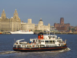 River Mersey Ferry and the Three Graces, Liverpool, Merseyside, England, United Kingdom, Europe Photographic Print by Charles Bowman