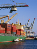Crane Lifting Containers to and from Cargo Ship Photographie par Hans Peter Merten