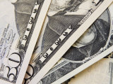 Us Currency, 50 and 20 Dollar Bills Photographic Print by Amanda Hall