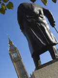 Big Ben and the Sir Winston Churchill Statue, Westminster, London Photographic Print by Amanda Hall
