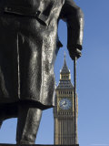Big Ben Through Statue of Sir Winston Churchill, Westminster, London Photographic Print by Amanda Hall