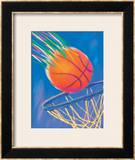 Basketball Going into Hoop Framed Giclee Print