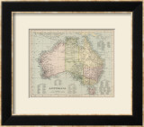 Map of Australia with Names of Counties Framed Giclee Print