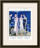 Attempts to Lengthen Hemlines Include Handkerchief Hems and a Long Side Panel of Chiffon Flounces Framed Giclee Print by G. Sacy